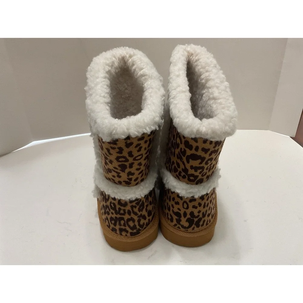 Yoki Blythe-05 Womens Leopard Print Faux Shearling Winter Boots Size 8 NEW Sh3